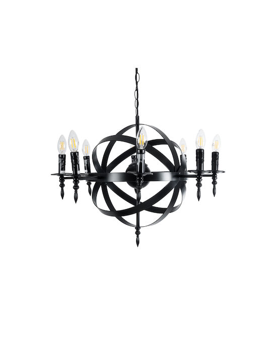 GloboStar Chandelier Candlestick 8xE14 Black 65cm 01003