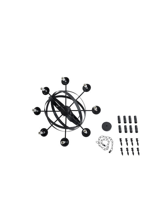 GloboStar Chandelier Candlestick 8xE14 Black 65cm 01003