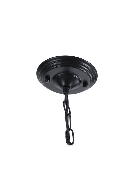 GloboStar Limi Полилей 3xE14 Ø56см с Абажури Черен 01091