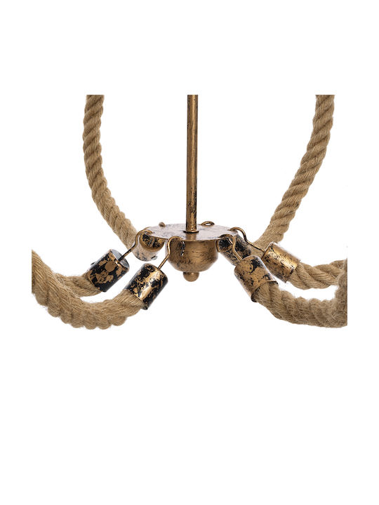 GloboStar Victorian Πολυέλαιος 6xE14 Ø76cm με Σχοινί Μπρούτζινος 01404