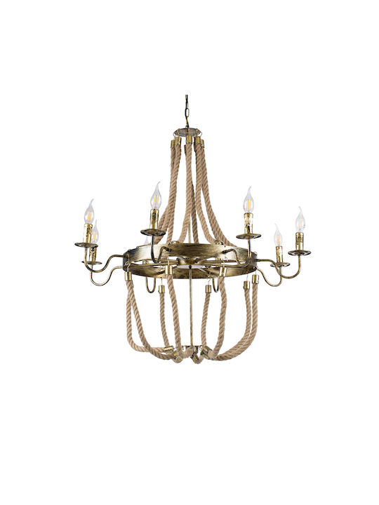 GloboStar Bavarian Полилей 8xE14 Ø87см с Въже Бронзов 01405