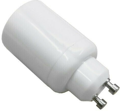 GloboStar Socket Adapter from GU10 to E27 in White color Set 1pcs 78954