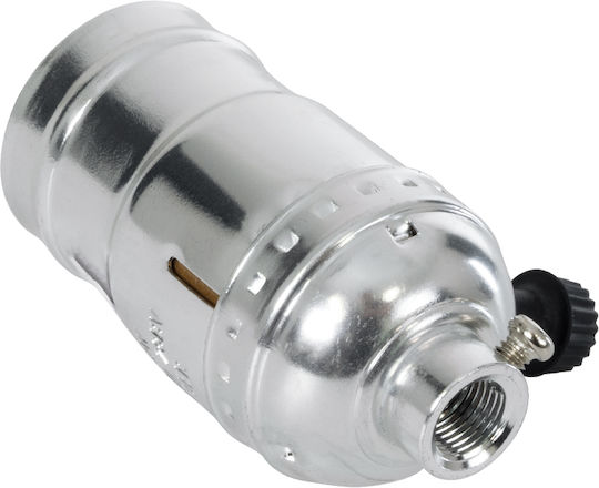 GloboStar Socket Extension for Socket E27 in Silver color Set 1pcs 78965