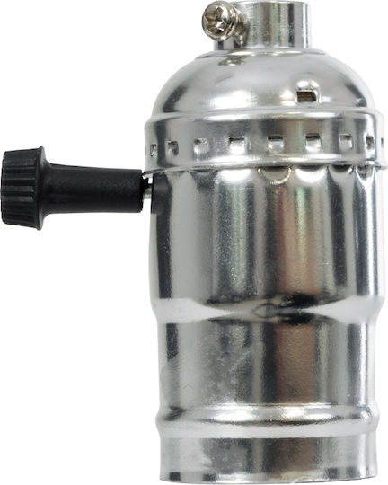 GloboStar Socket Extension for Socket E27 in Silver color Set 1pcs 78965