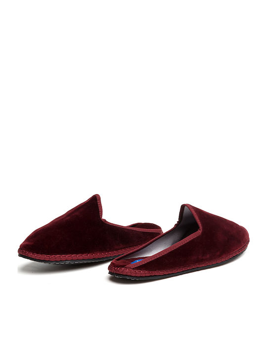 Flat Mules in Burgundy Color