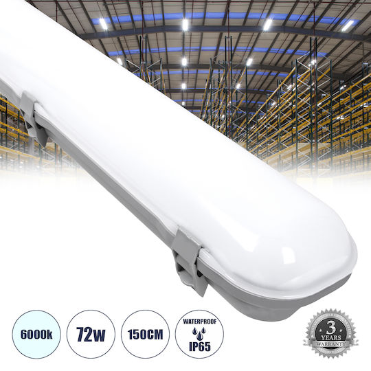 GloboStar Lighting Batten Outdoor with Integrated LED 72W 150cm