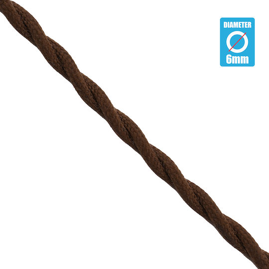 GloboStar Fabric Cable 2x0.75mm² Knitted in Brown Color 1m 77626