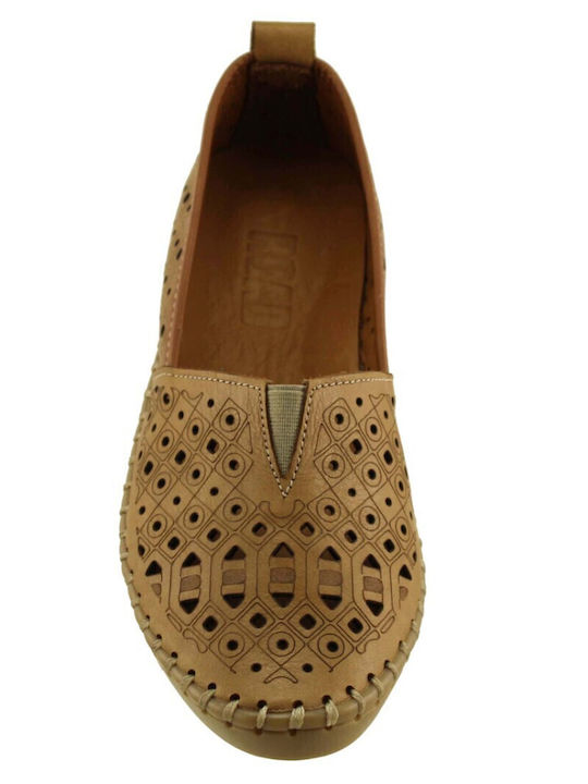 Leder Damen Mokassins in Tabac Braun Farbe