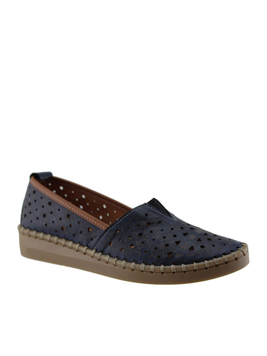 Leder Damen Mokassins in Blau Farbe