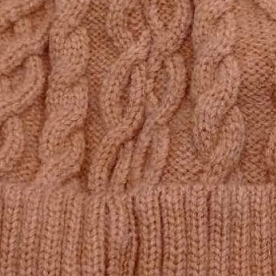 Pom Pom Beanie Γυναικείος Σκούφος με Πλεξούδες σε Καφέ χρώμα
