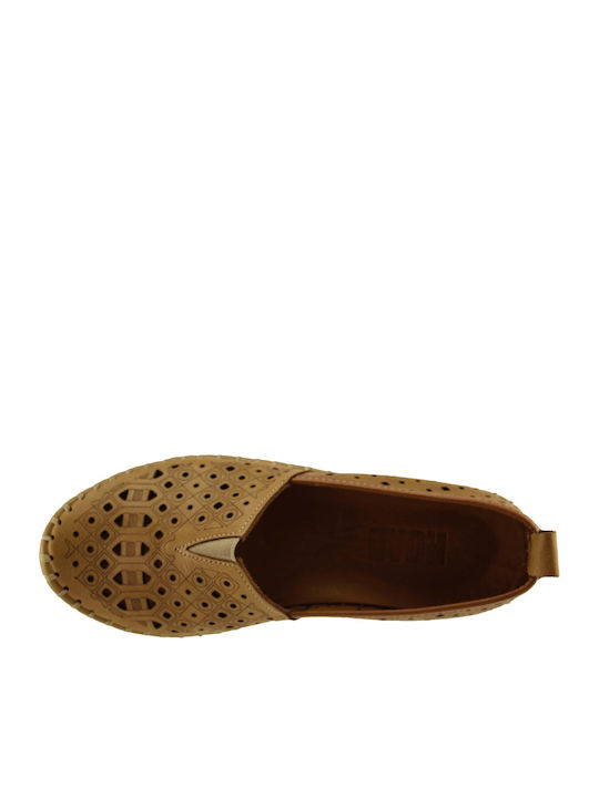 Leder Damen Mokassins in Tabac Braun Farbe