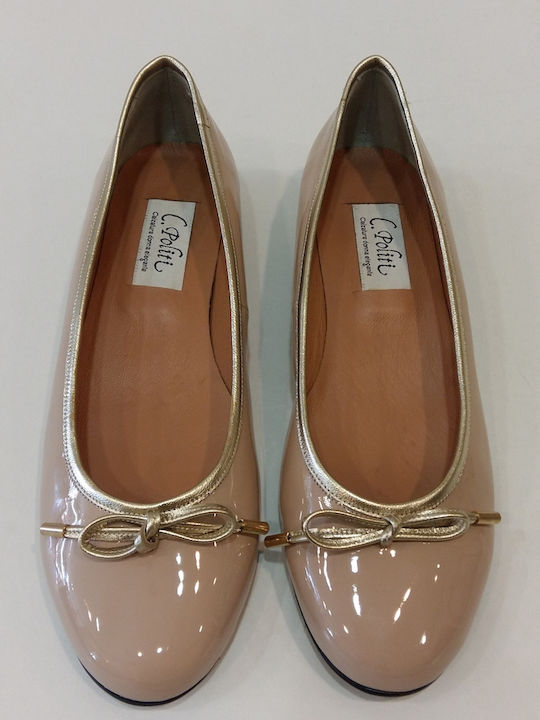 Anatomic Patent Leather Ballerinas Beige