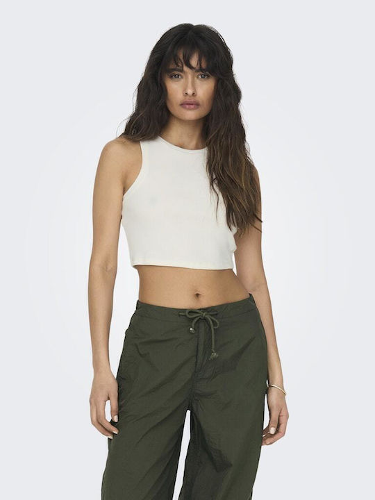 Vilma Damen Crop Top Baumwolle Ärmellos Ecru