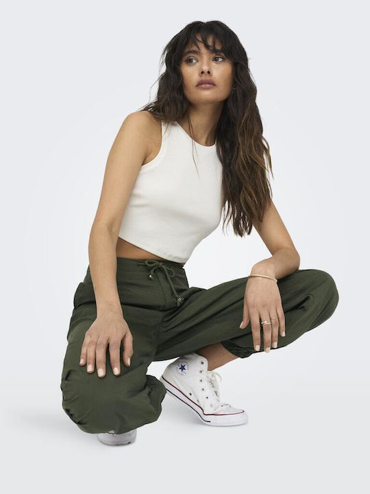 Vilma Damen Crop Top Baumwolle Ärmellos Ecru