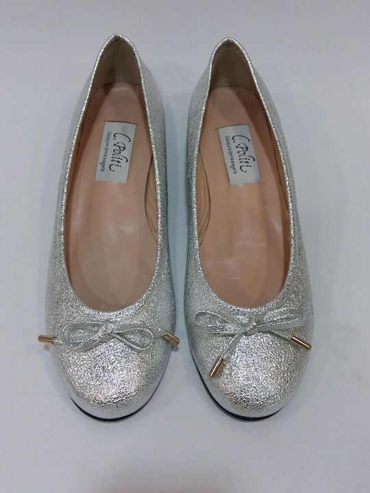 Leather Ballerinas Silver