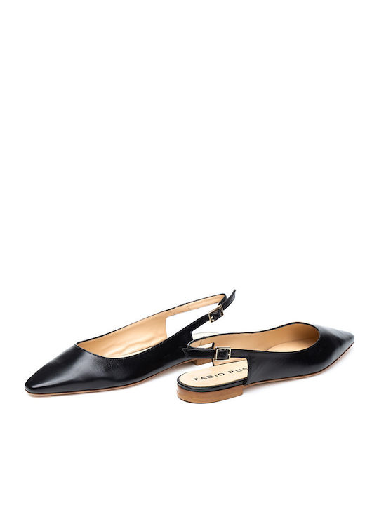 Leather Pointy Slingback Ballerinas Black