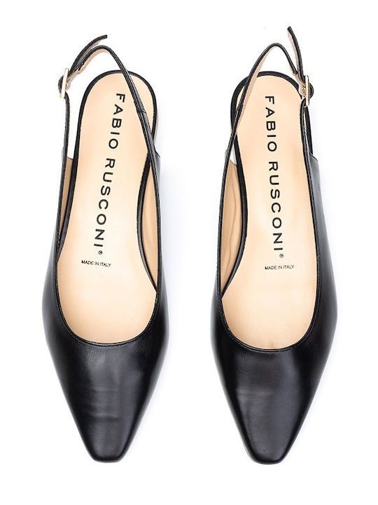 Leather Pointy Slingback Ballerinas Black