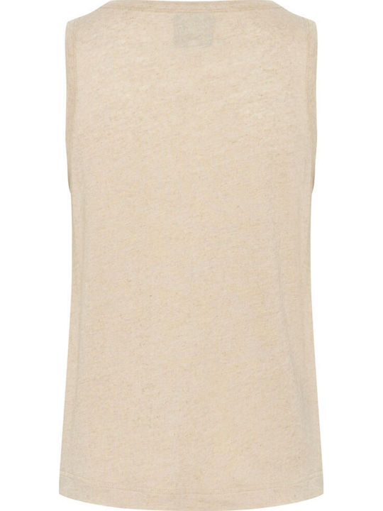 Women's Summer Blouse Linen Sleeveless Oatmeal Melange