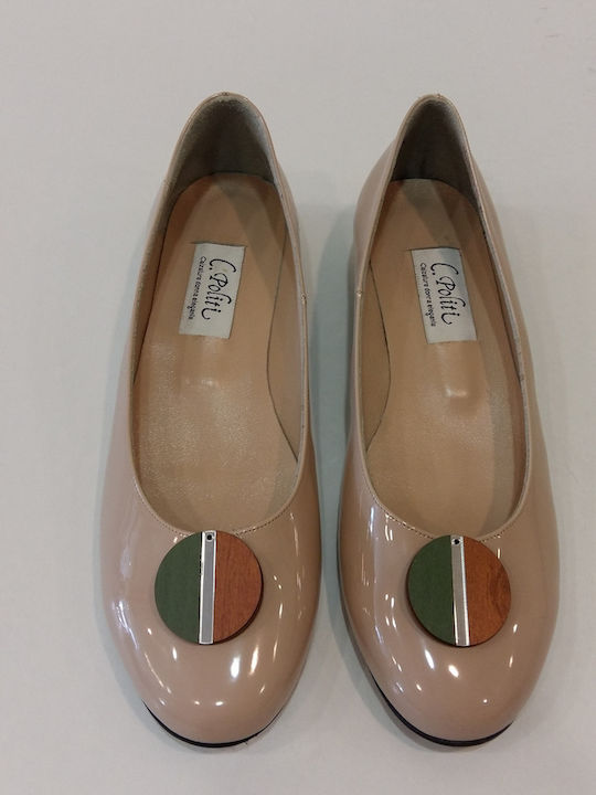 Anatomic Patent Leather Ballerinas Beige