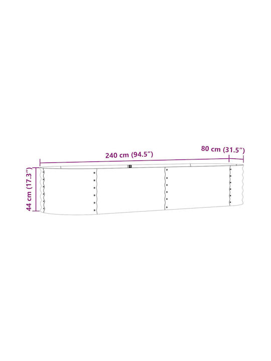 vidaXL Topf Metallisch Green 240x80x44cm.