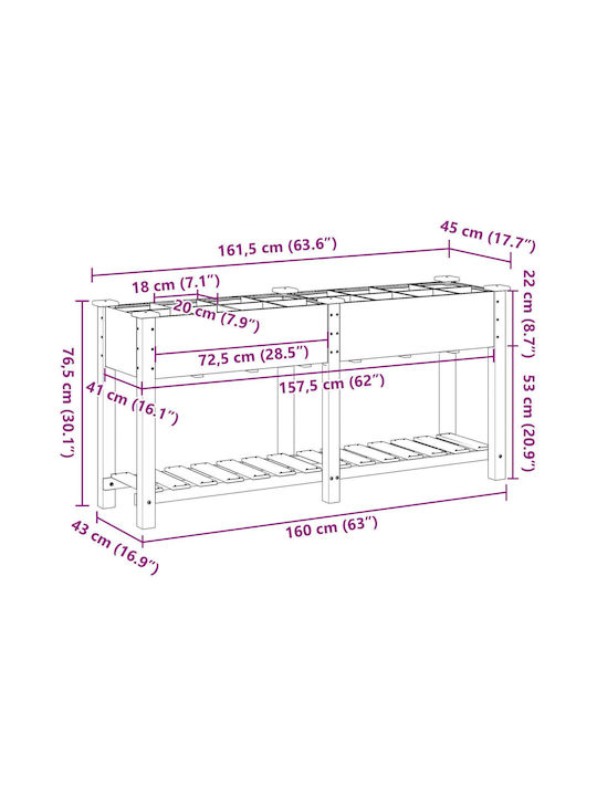 vidaXL Topf Hölzernes 161x43x76cm.