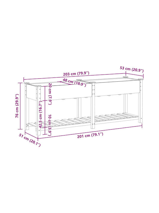 vidaXL Pot Plastic 203x53x76cm.