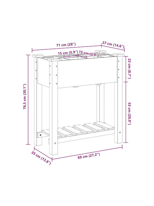vidaXL Γλάστρα Ξύλινη Μπεζ 71x37x76εκ.