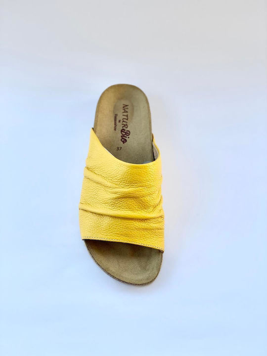 Sandale Casual Damă de Piele Anatomici Culoare Full Face Galbene
