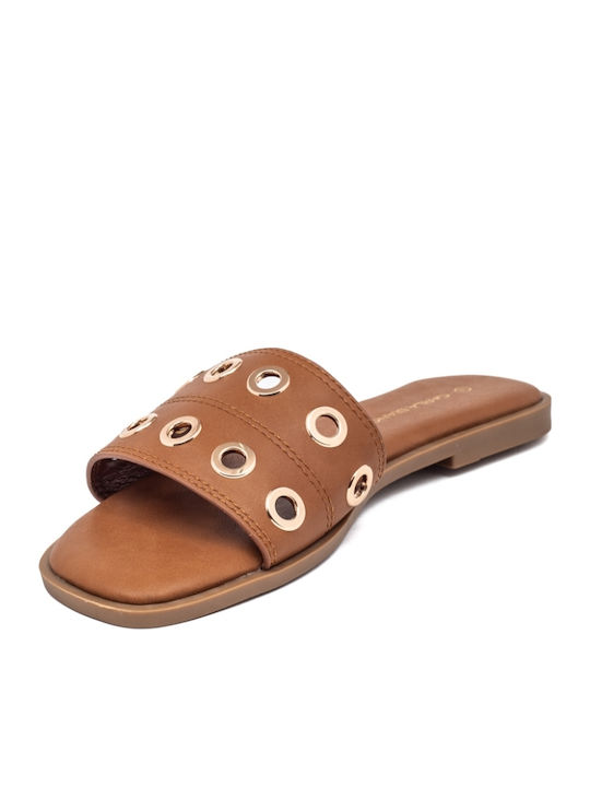 Flache Sandalen für Damen in Braun Farbe