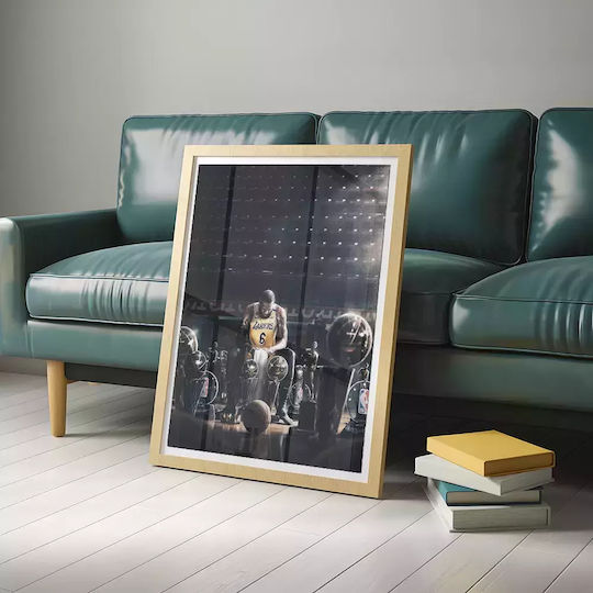 Poster Nba Lebron Trophies Snk064 40cm X 50cm Premium Μαύρο Ξύλινο Κάδρο