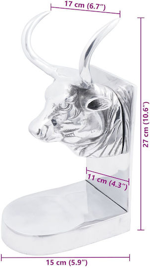 Metallic Bookend in Silver Color 2pcs 15x27x17cm