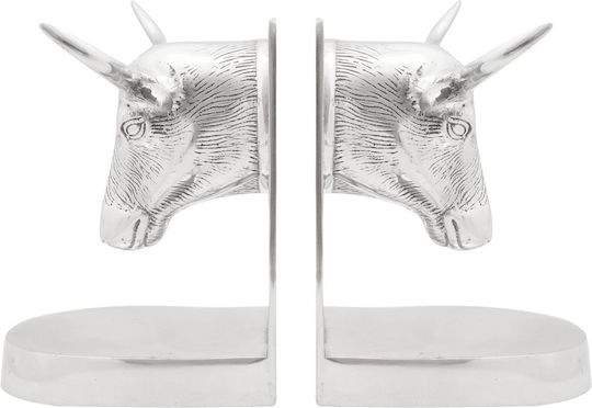 Metallic Bookend in Silver Color 2pcs 15.5x20x21.5cm