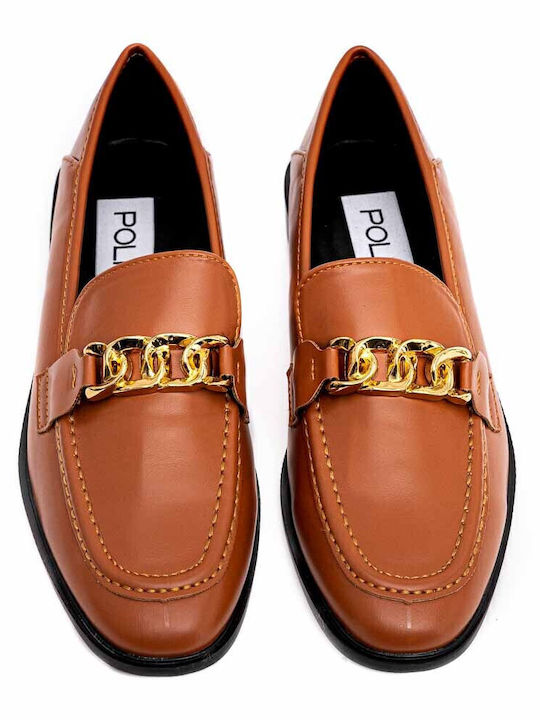 Leather Women's Loafers in Tabac Brown Color