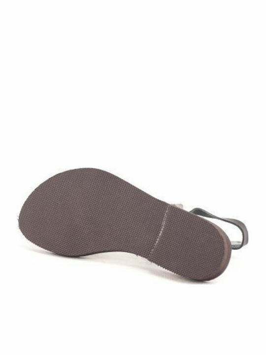 Leather Women's Flat Sandals in Black Color