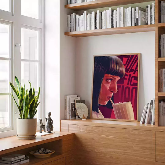 Poster Pulp Fiction Mia Wallace Mv007 30cm X 40cm Ramă Neagră Premium din Lemn