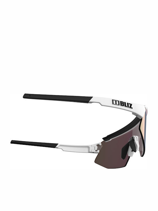 Bliz Breeze Unisex Sunglasses with White Plastic Frame and Purple Polarized Mirror Lens 52102-04