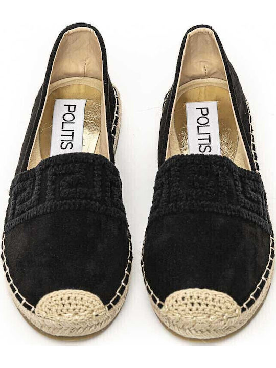 Women's Leather Espadrilles Black