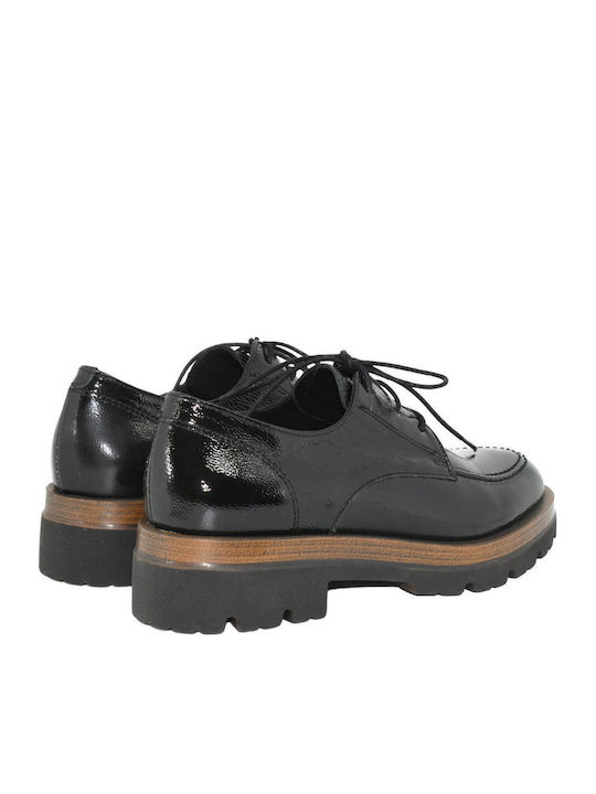 Women's Patent Leather Flatform Oxfords Black
