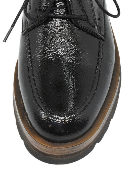 Women's Patent Leather Flatform Oxfords Black