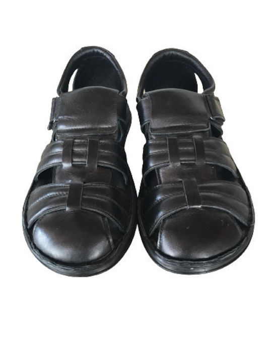 Leder Herrensandalen in Schwarz Farbe