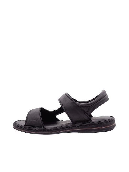 Leder Herrensandalen in Schwarz Farbe