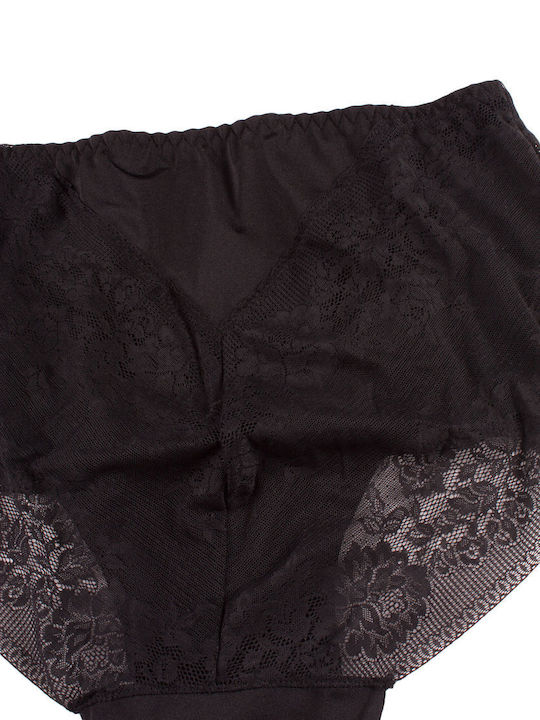 Talie înaltă Femeie Slip cu Dantelă Negru