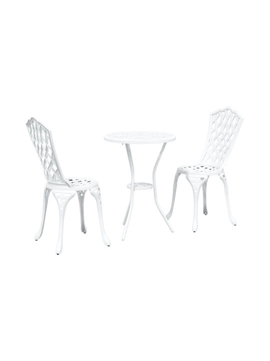 Dining Set for Small Outdoor Spaces 3 Pieces White