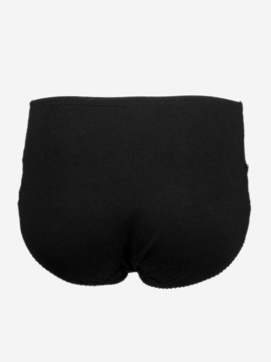 High-waisted Women's Slip with Lace Black