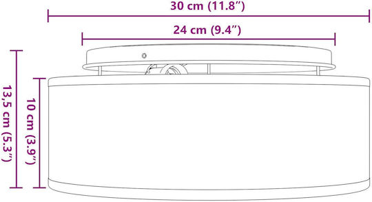 vidaXL Luminiță De Tavan Montată 30cm Neagră Cu Bază De Bec E27