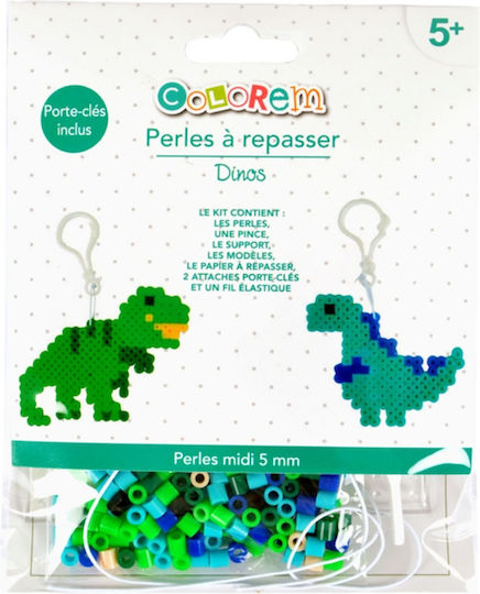 Children's Craft Set Iron-On Beads Dinosaurs Colorem Includes Keychain Ages 5 and Up Wper213