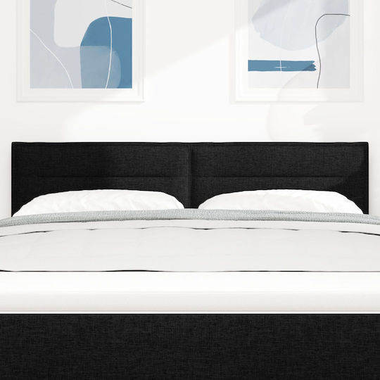 vidaXL Fabric Bed Headboard Black 144x78cm