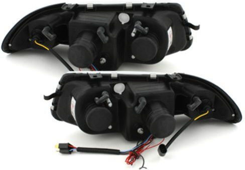 Φανάρια Εμπρός Angel Eyes Opel Astra F 1994-1999 Μαύρα Λάμπες Η1 Σετ 2τμχ Swo03b94