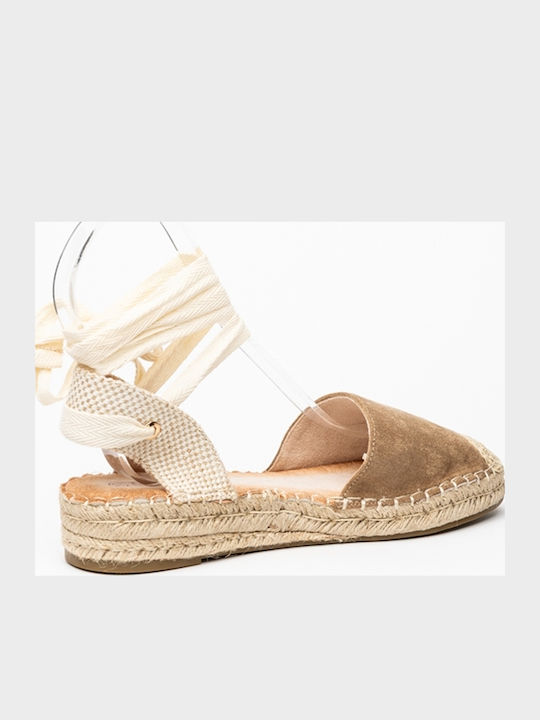 Летни дамски платформи в Стил Еспадрили Кафяви