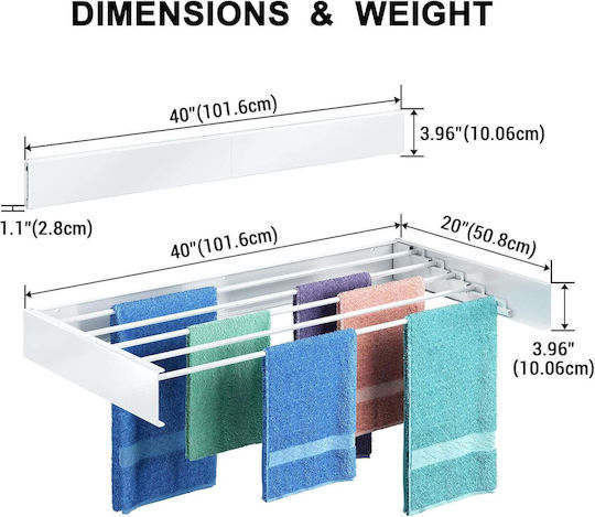 Wallex Toweldry 100 Folding Wall Mounted Clothes Drying Rack Made of Metal for Balcony for Garden with Hanging Length 6m